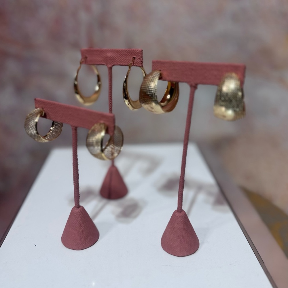 NWT Elegant Gold Hoop Earrings 3 Pairs